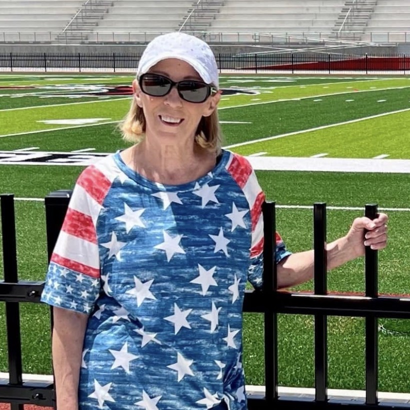 Vicki Carpenter at a football stadium